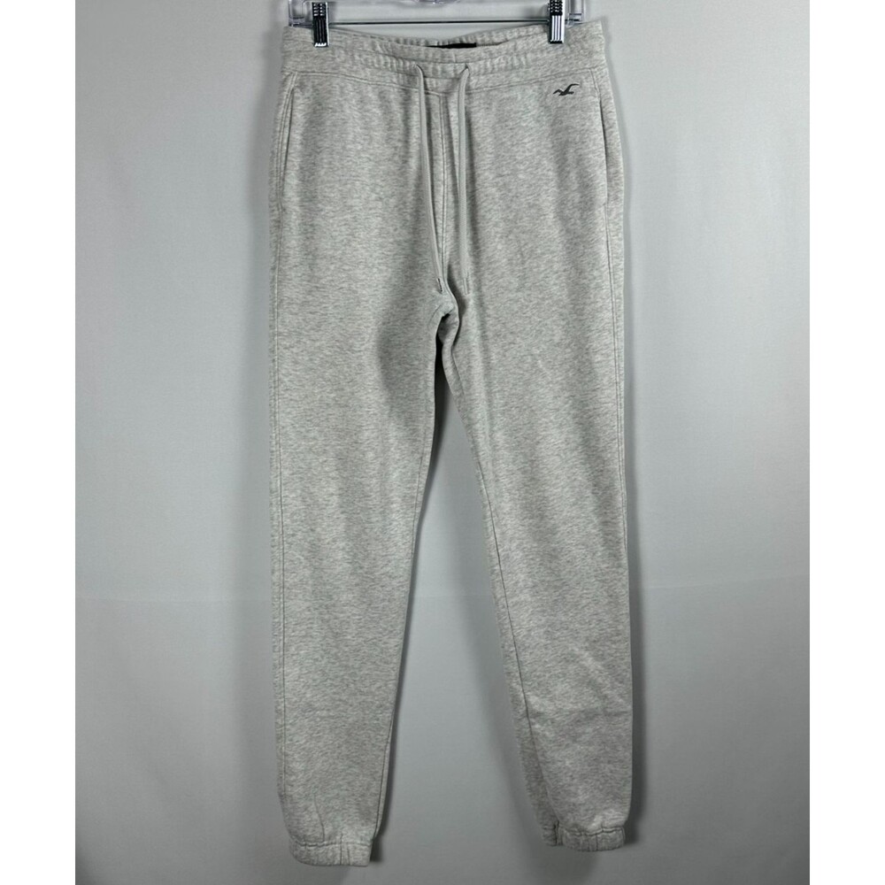 Hollister Jogger Sweatpants S Gray Logo‎ Drawstring Athleisure Athletic Lounge